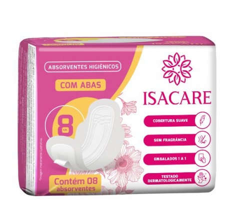 ISACARE ABSORVENTE HIGIENICO COM ABAS x 24